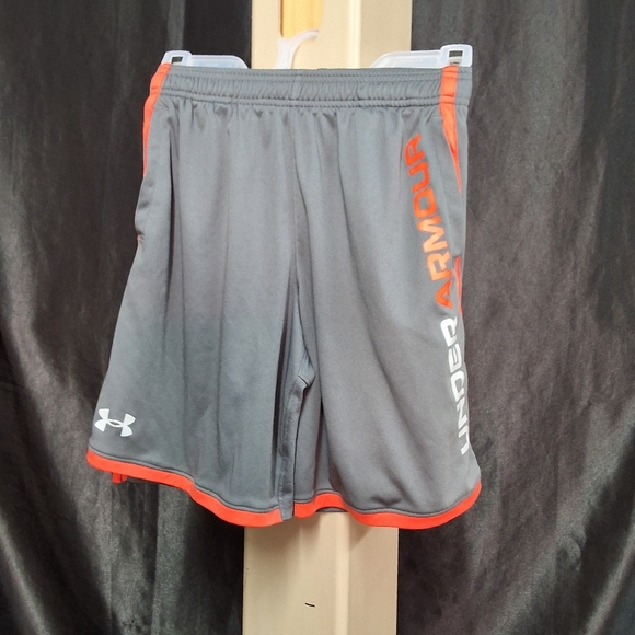 Under Armour Gray and Orange Athletic Performance Shorts - Picture 8 of 12
